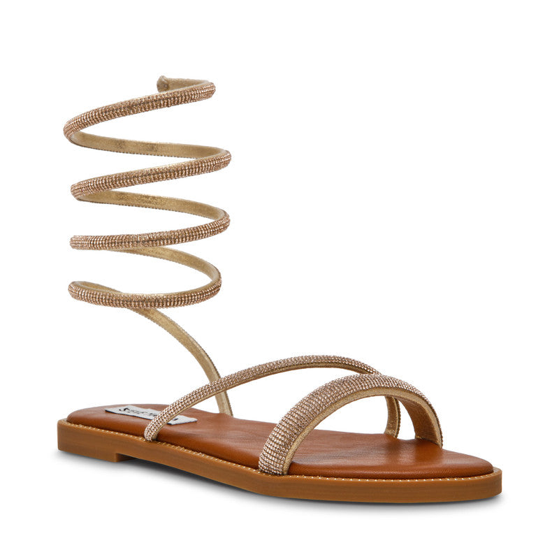 Steve Madden Blitzzi Women's Rose Gold Flat Sandals - side profile