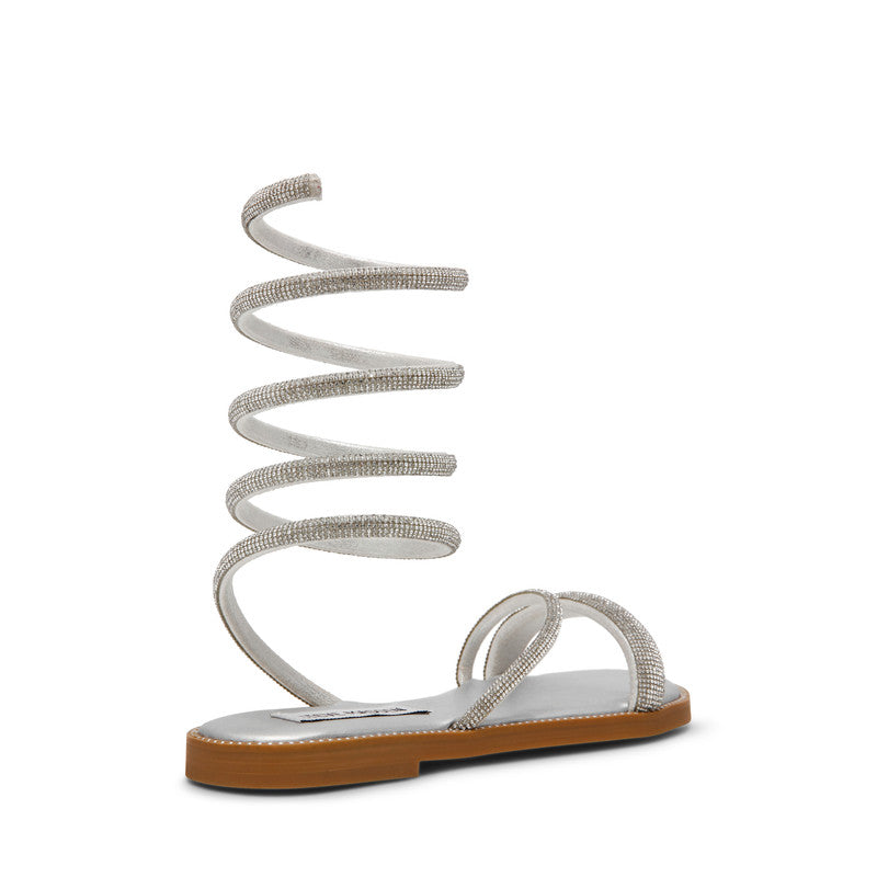 Steve Madden Blitzzi Women's Silver Flat Sandals - opposite side profile - view 2