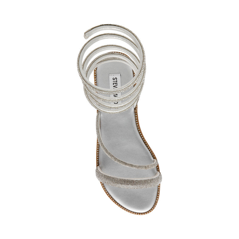Steve Madden Blitzzi Women's Silver Flat Sandals - top view