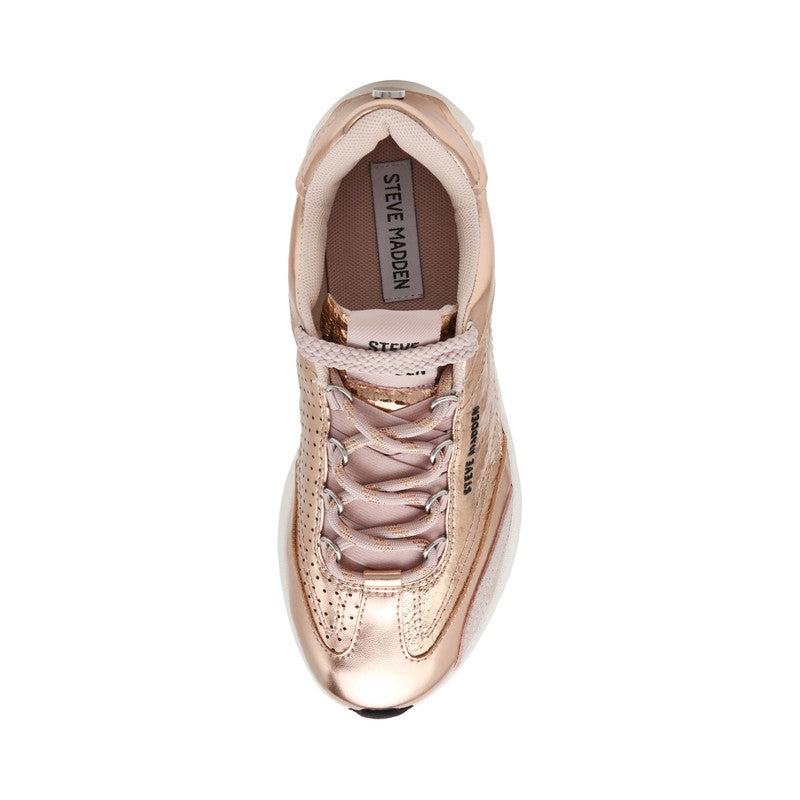 Steve Madden Collector Women's Rose Gold Sneakers - top view