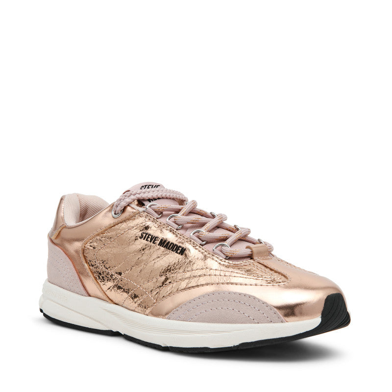Steve Madden Collector Women's Rose Gold Sneakers - front three-quarter view