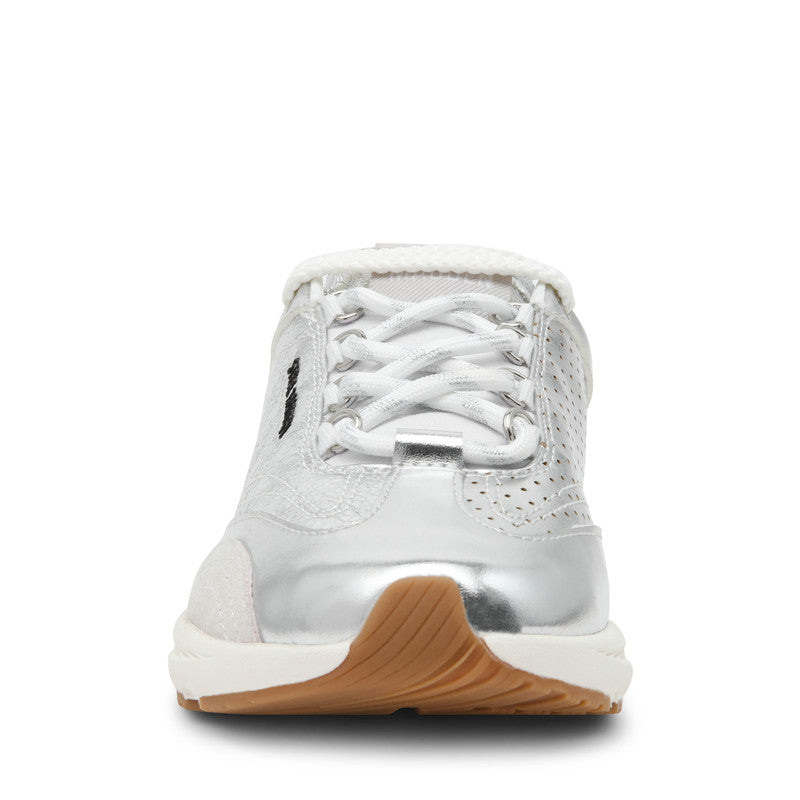Steve Madden Collector Women's Silver Sneakers - front view