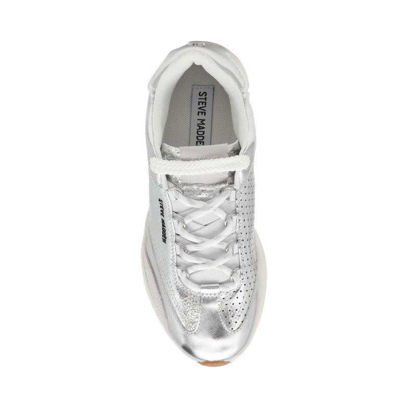 Steve Madden Collector Women's Silver Sneakers - top view