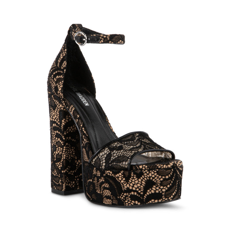 Glam Women's Black Heeled Sandals