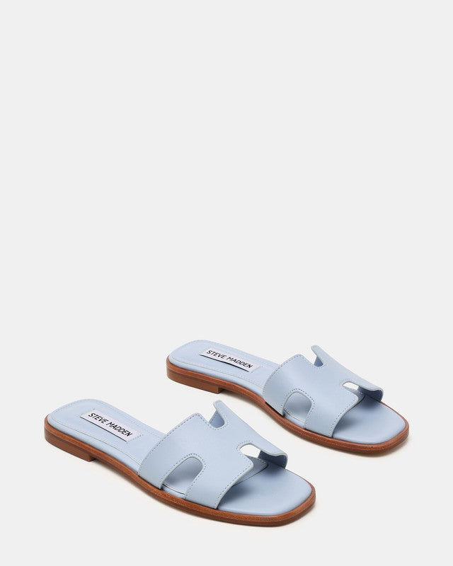 Steve Madden Hadyn Women's Baby Blue Flat Sandals - pair three-quarter view