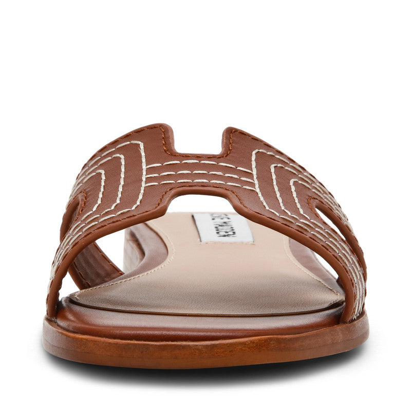 Steve Madden Hadyn Women's Dark Cognac Flat Sandals - front view