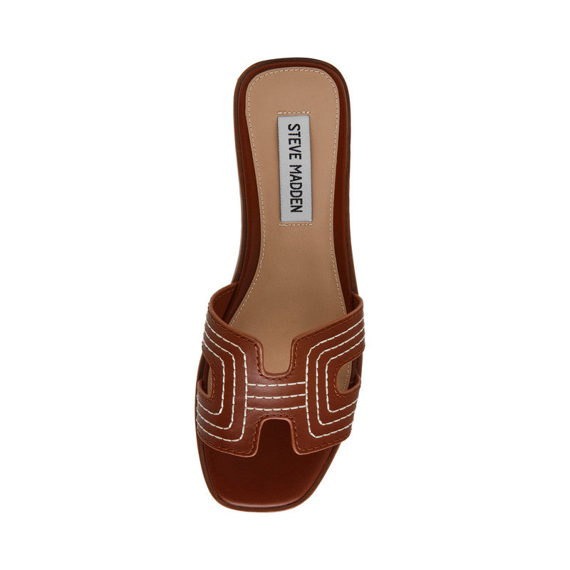 Steve Madden Hadyn Women's Dark Cognac Flat Sandals - top view