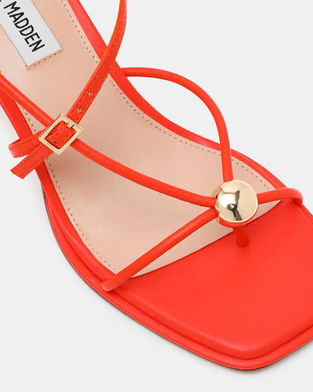 Steve Madden Jackpots women's red-orange leather heels, back view