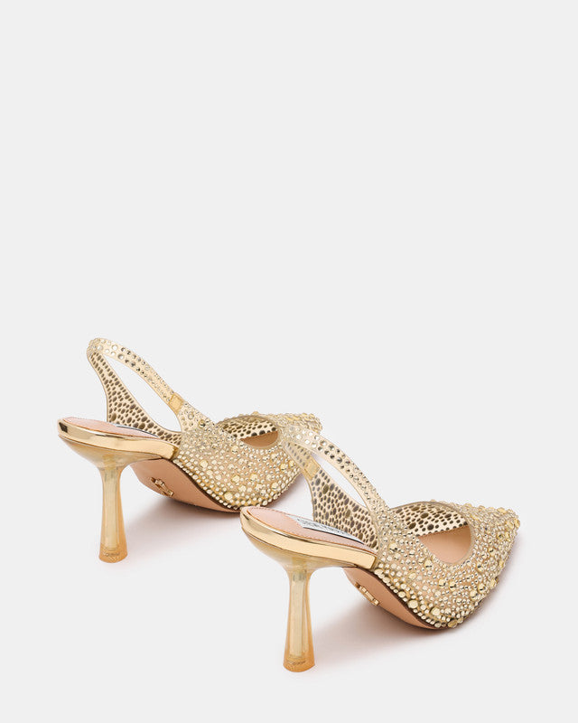 Steve Madden Jeweler women's gold iridescent heels, product view 3