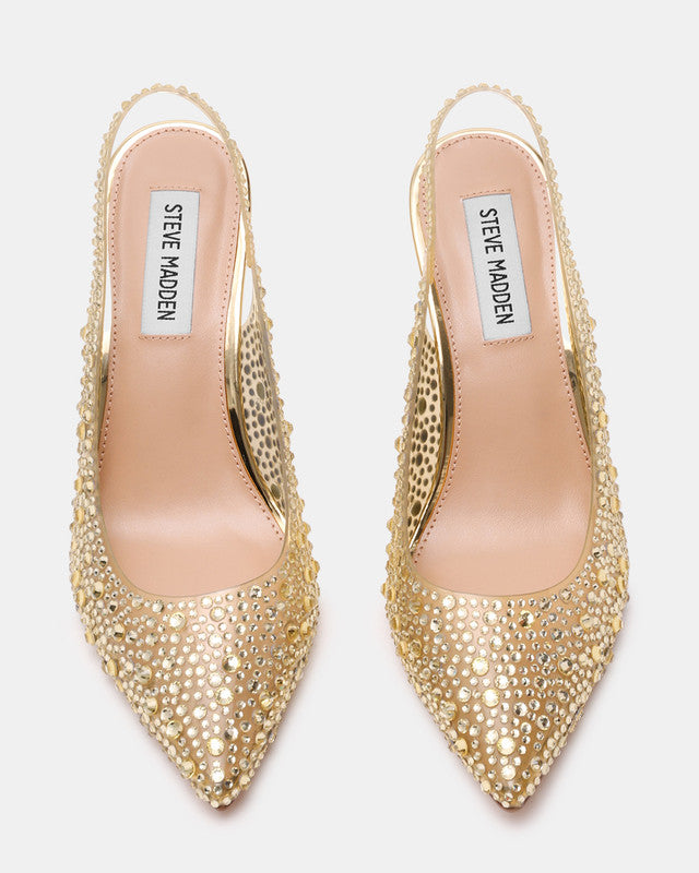 Steve Madden Jeweler gold rhinestone heels, product view 4