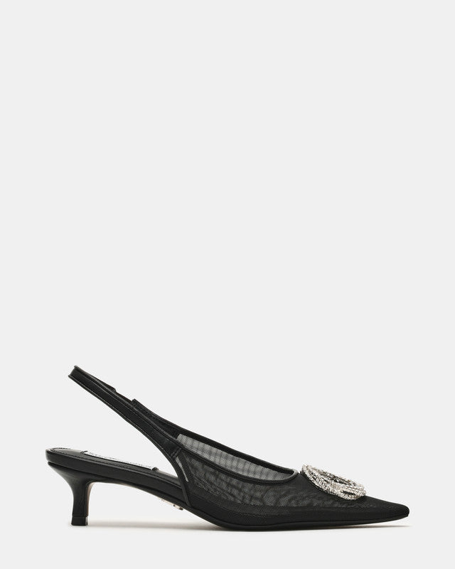Kaisley Women's Black Mesh Heeled Sandals