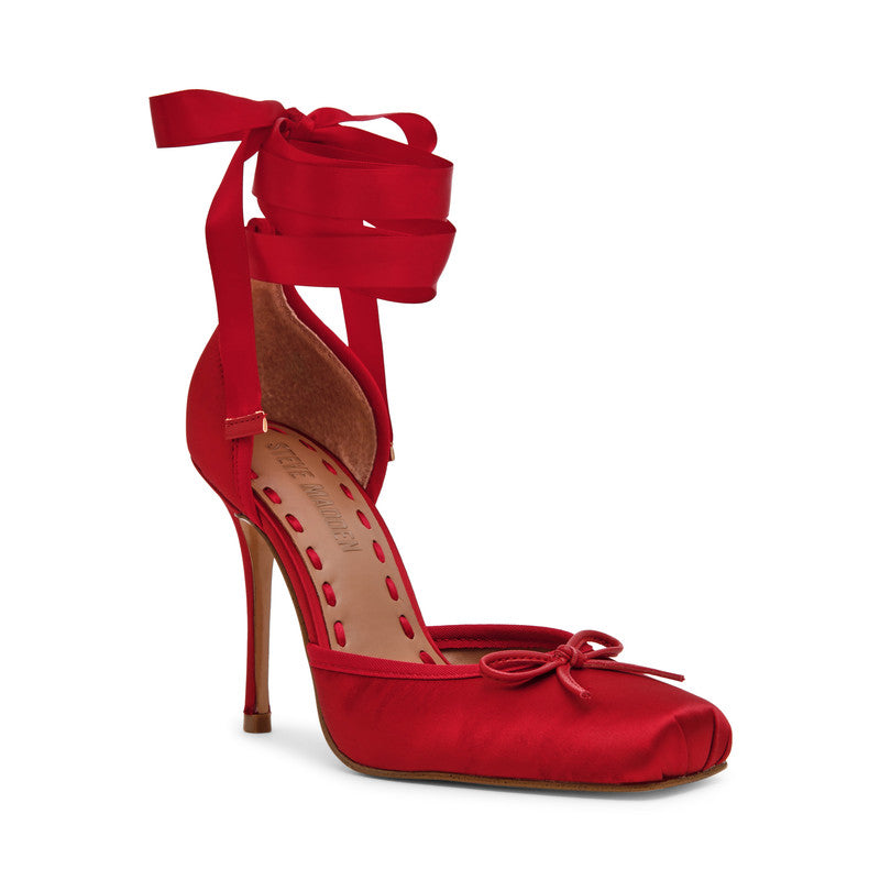 Larina Women's Red Satin Heeled Sandals