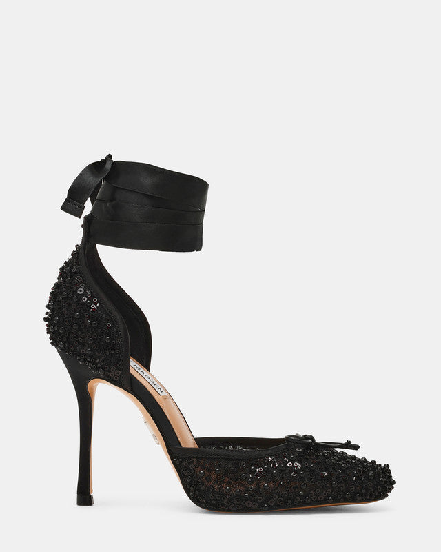 Larina-seq Women's Black Heeled Sandals
