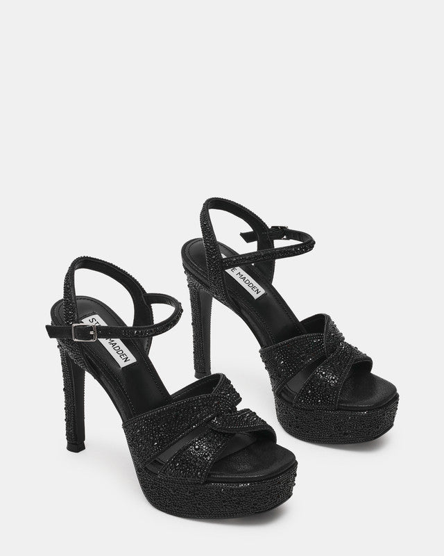 Steve Madden Lavisher-R Women Black Heels with rhinestone finish detail - view 2