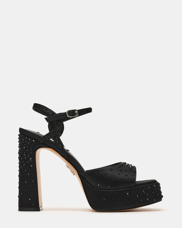 Miliana-r Women's Black Satin Heeled Sandals 486 - BLK SATIN