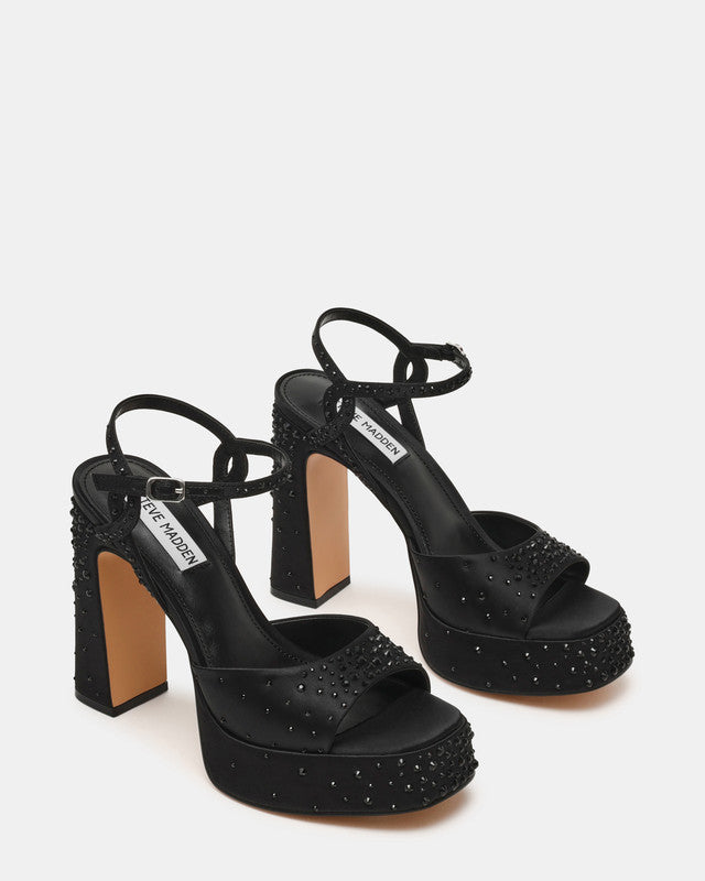 Miliana-r Women's Black Satin Heeled Sandals 486 - BLK SATIN - view 2