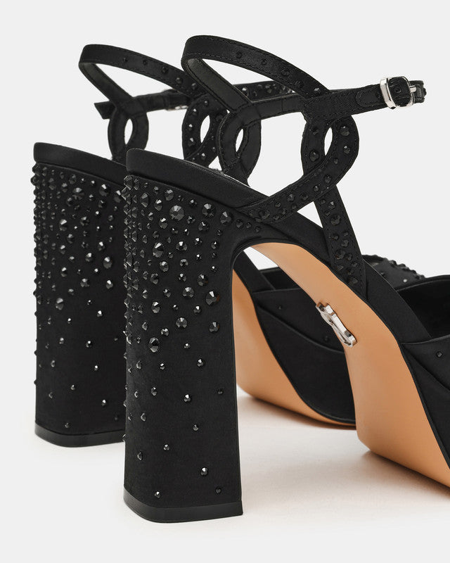 Miliana-r Women's Black Satin Heeled Sandals 486 - BLK SATIN - view 4