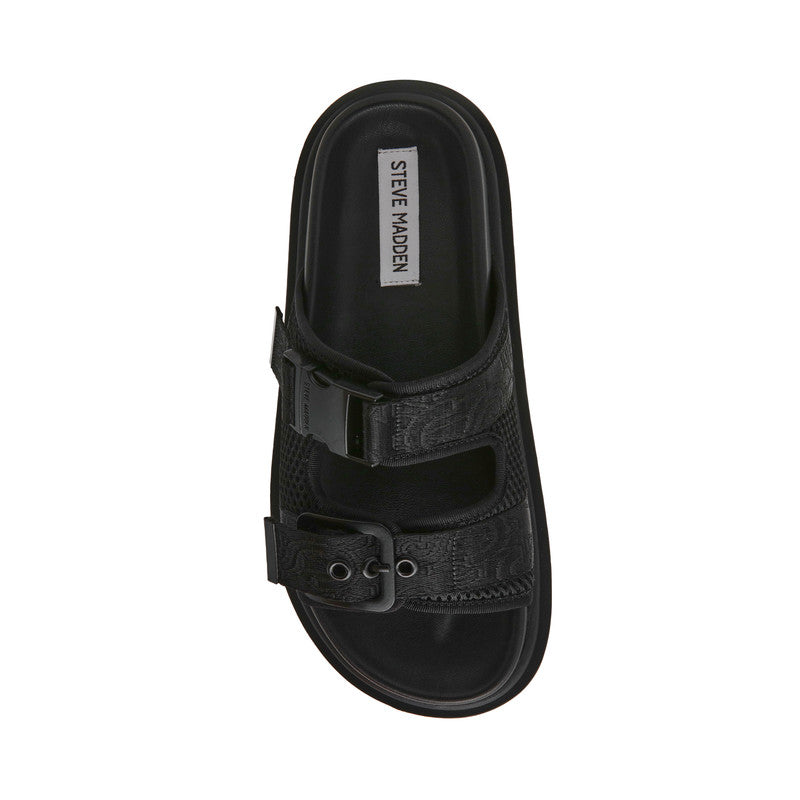 Steve Madden Oh Dear Women's Black Flat Sandals - top view