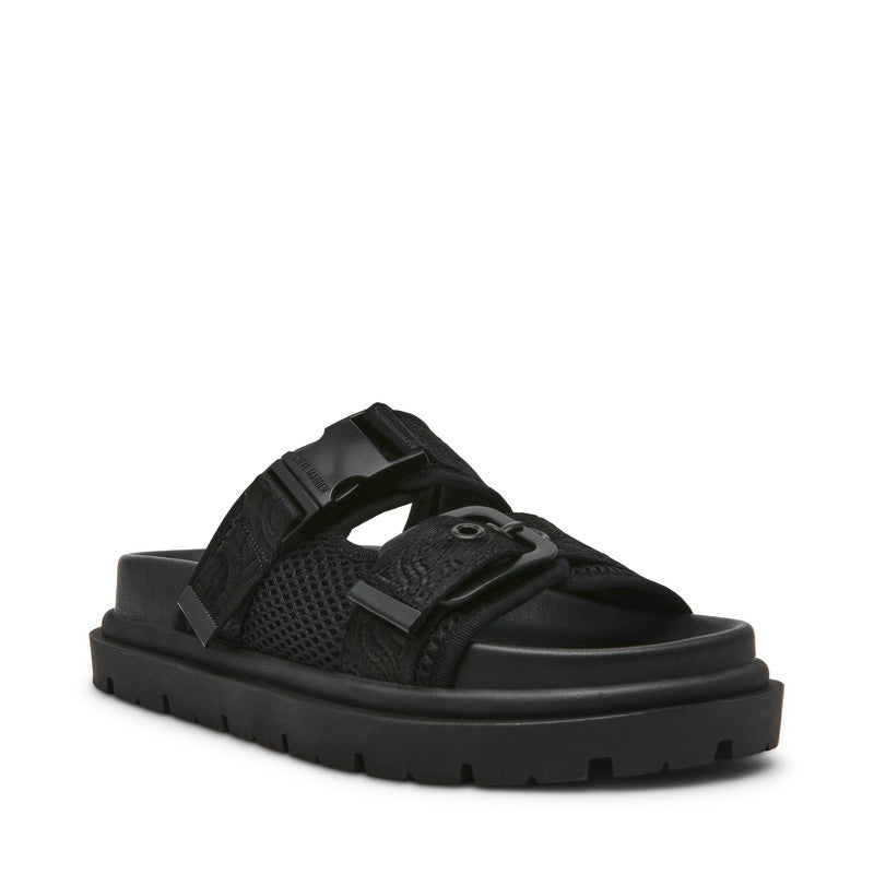 Steve Madden Oh Dear Women's Black Flat Sandals - side profile