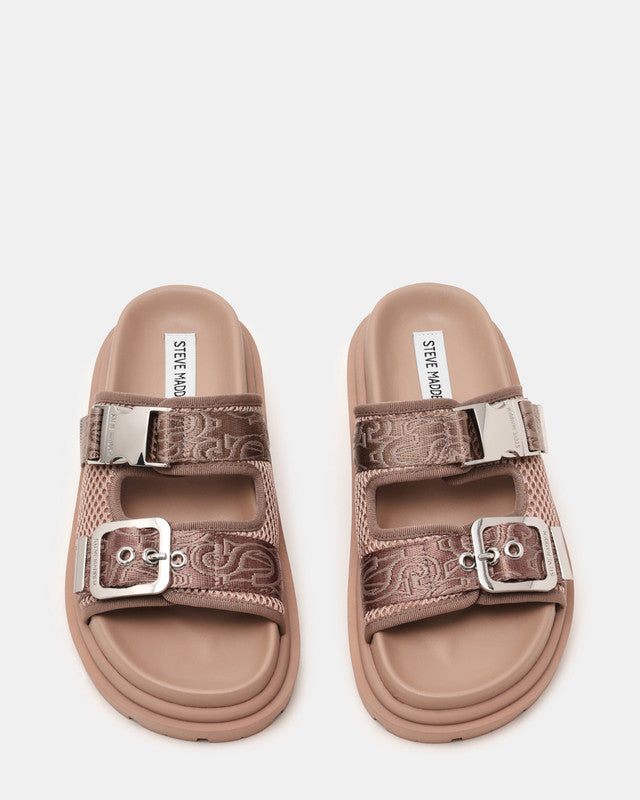 Steve Madden Oh Dear Women's Taupe Flat Sandals - top view