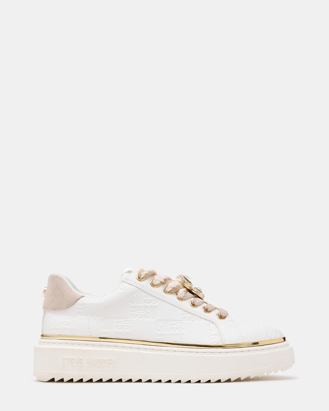 Steve Madden On-Stage Women's Light Taupe & White Sneakers - side profile
