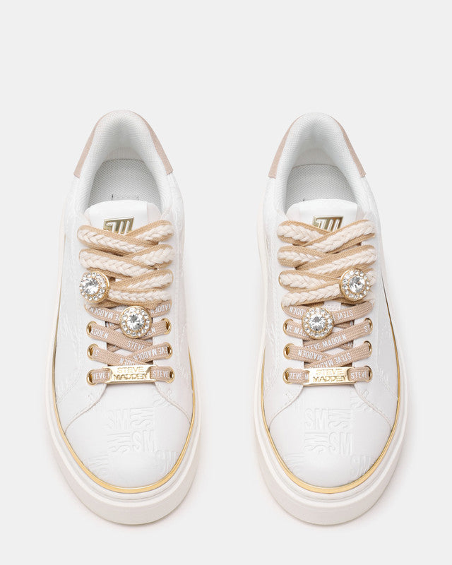 Steve Madden On-Stage Women's Light Taupe & White Sneakers - top view