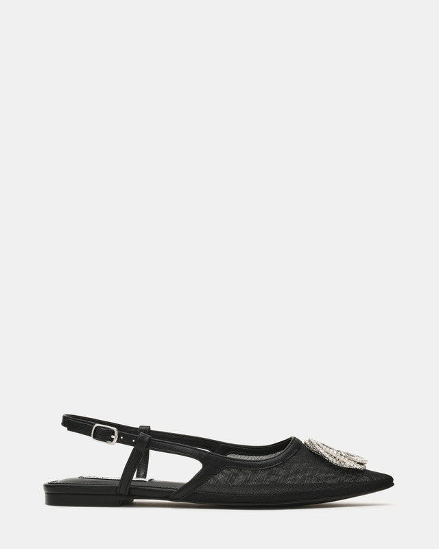Shantae Women's Black Mesh Flat Sandals