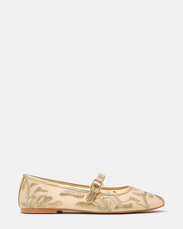 Wildflower-MF Women's Gold Multi Ballerinas