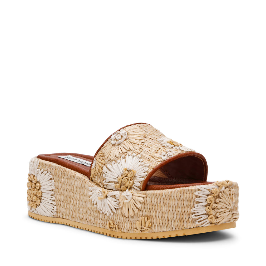 Decor-Emb Light Brown Women's Wedge Sandals — front view
