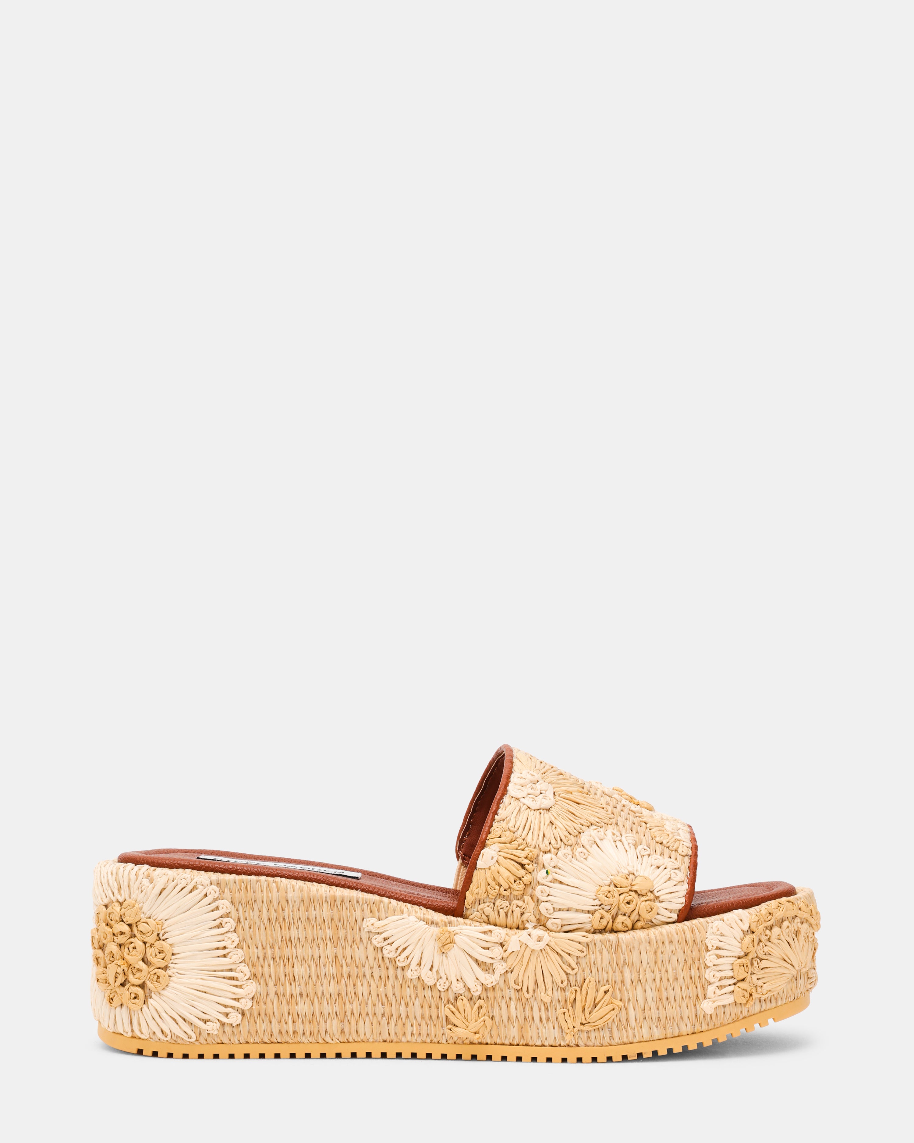 Decor-Emb Light Brown Women's Wedge Sandals — detail view