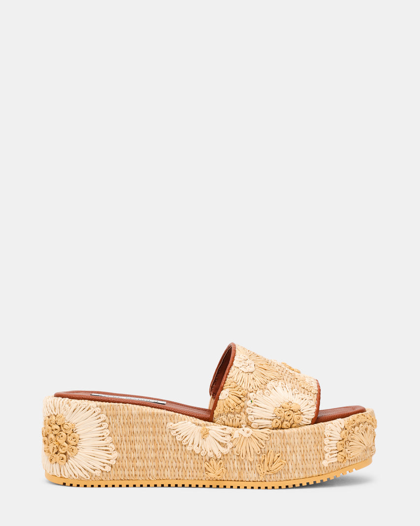 Decor-Emb Light Brown Women's Wedge Sandals — detail view