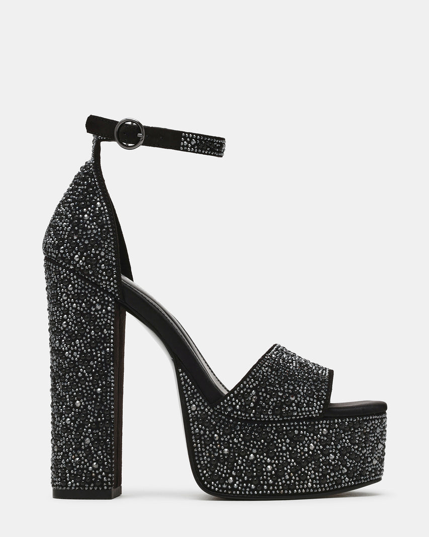 Glam Women's Black Heeled Sandals