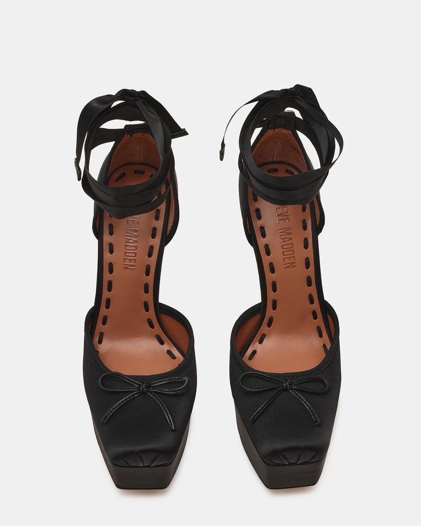 Listen Women's Black Satin Heeled Sandals - view 2