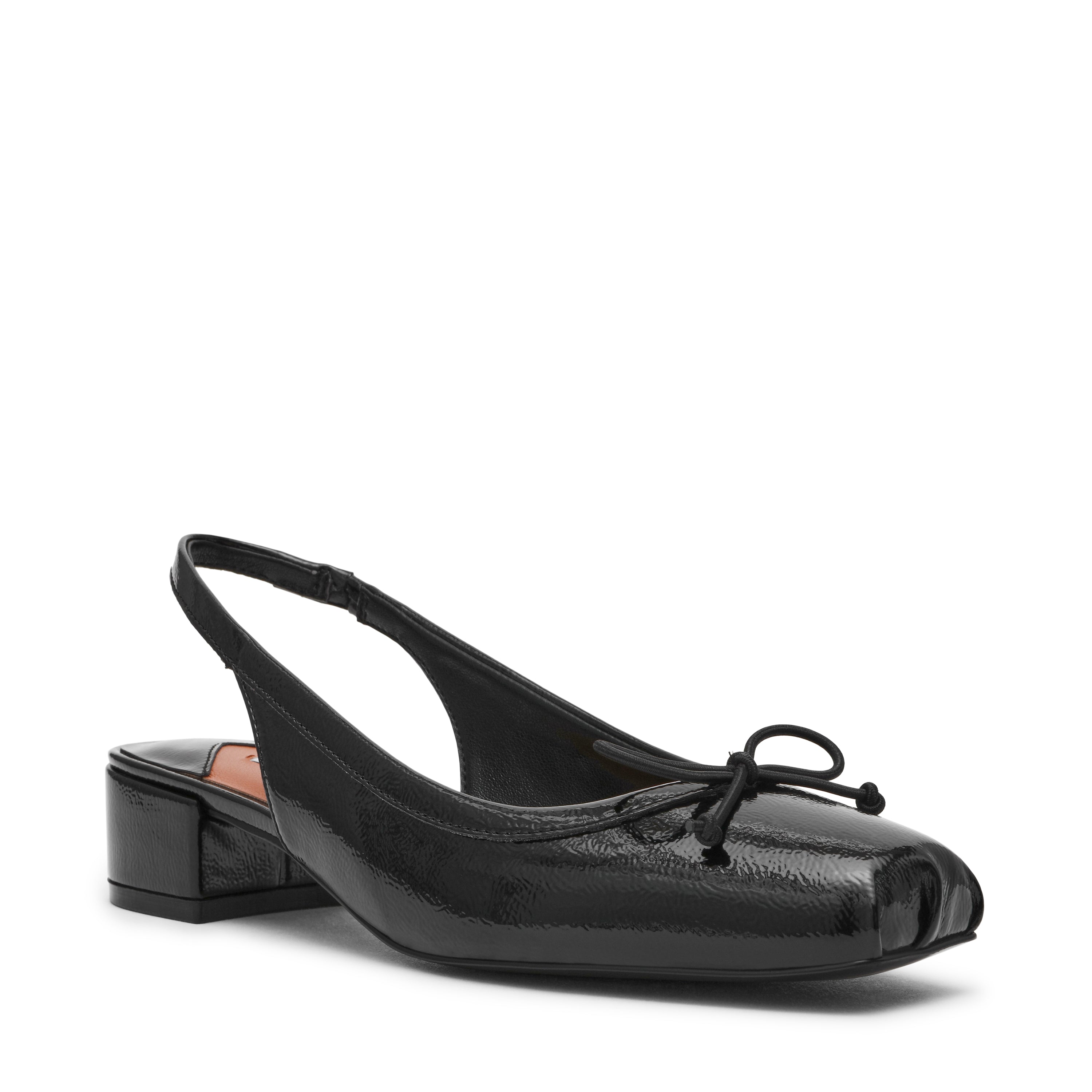 Loved Women's Black Crinkle Patent Heeled Sandals