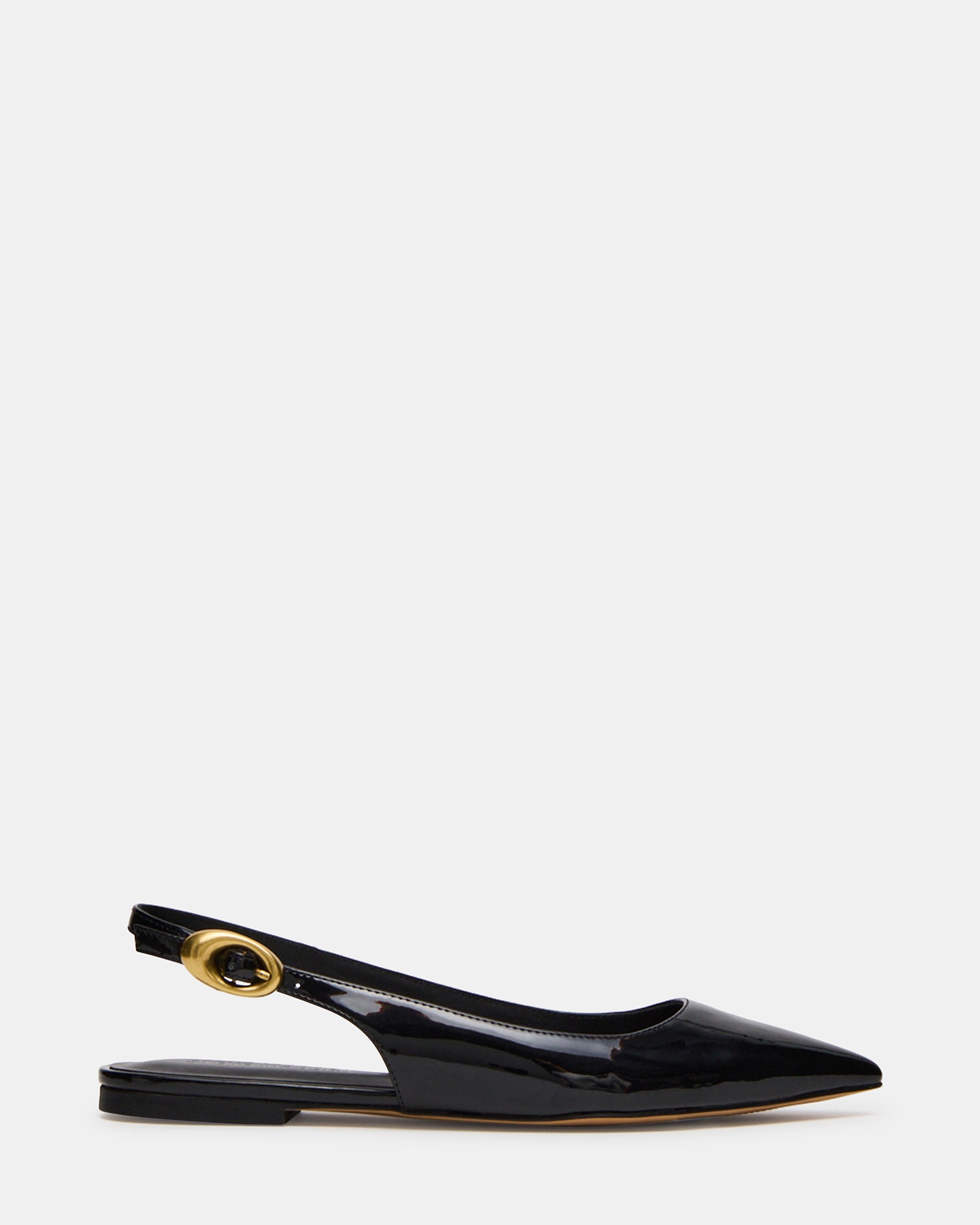 Steve Madden Ottie black patent women's flat sandals, featured view