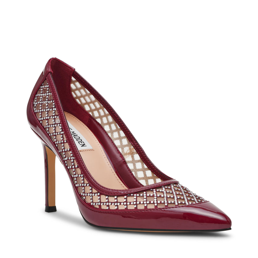 Saxxon Dark Cherry Patent Women's Heeled Sandals