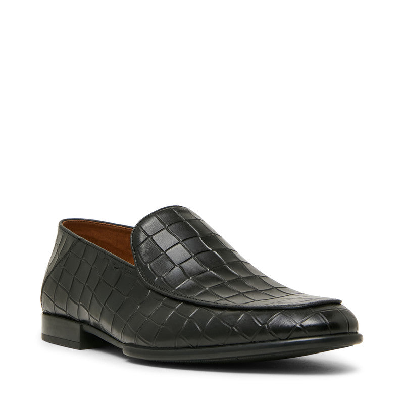 Steve Madden Sutton Men's Black Croc Loafers - front three-quarter view