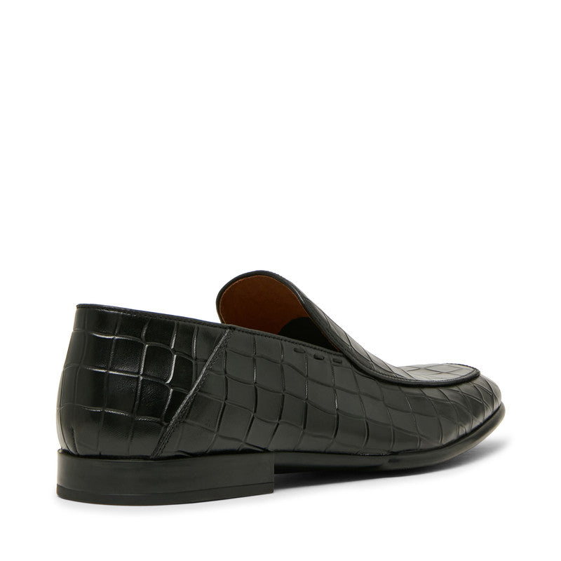 Steve Madden Sutton Men's Black Croc Loafers - rear three-quarter view