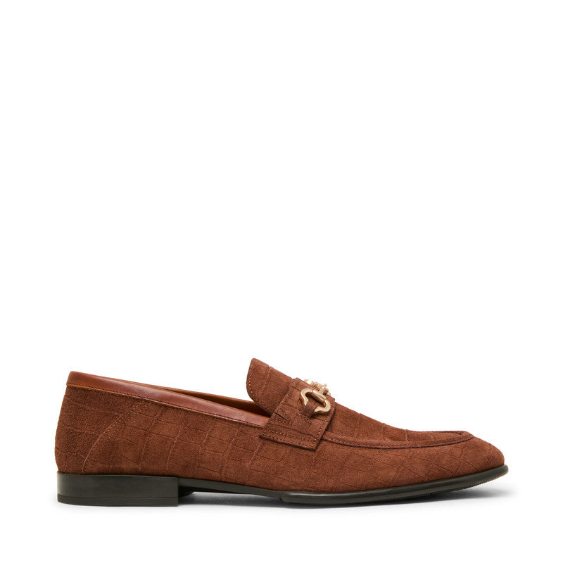 Steve Madden Swazzey-c Men's Dark Cognac Suede Loafers - side profile - view 3