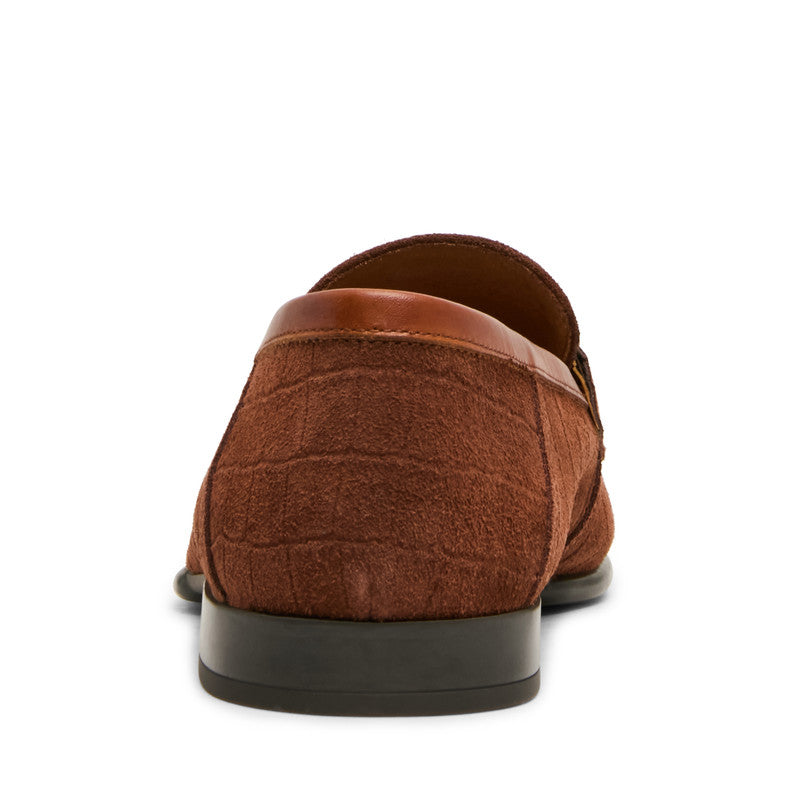Steve Madden Swazzey-c Men's Dark Cognac Suede Loafers - rear view