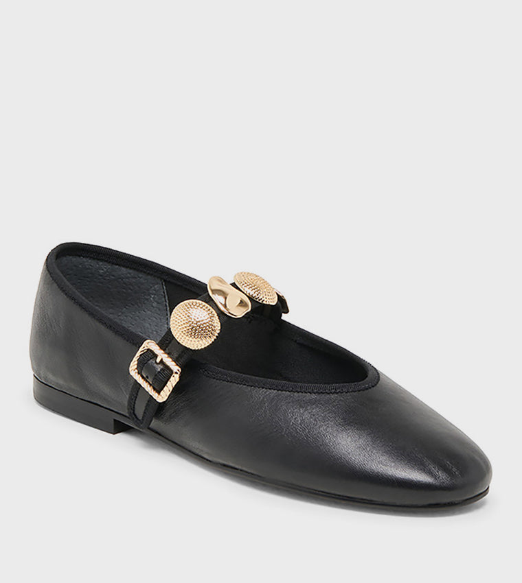 Relan Black Women's Mary Jane Ballet Flats