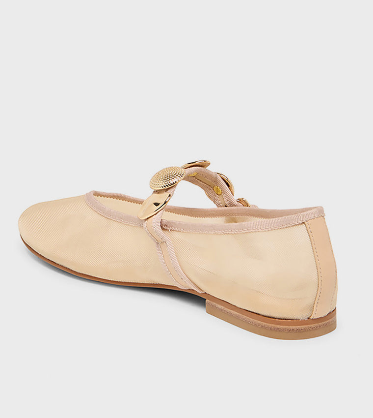 Relan French Vanilla Women's Mesh Mary Jane Ballet Flats - view 3