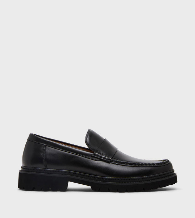 Bradner-o Black Leather Men's Formal Slip-On Shoes - view 2