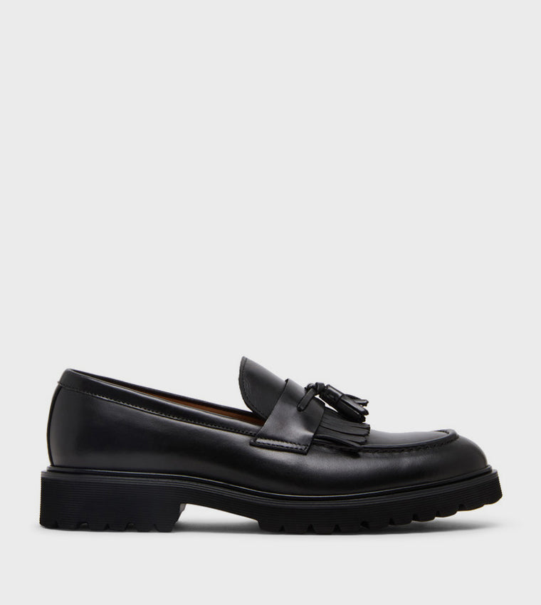 Maddox Black Leather Men's Formal Slip-On Shoes