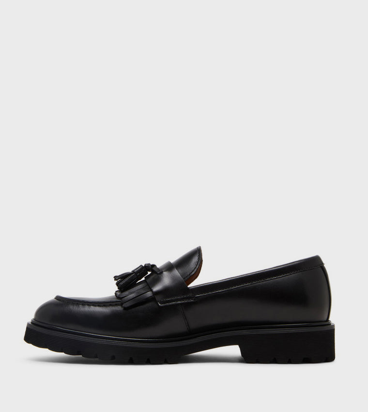 Maddox Black Leather Men's Formal Slip-On Shoes - view 2