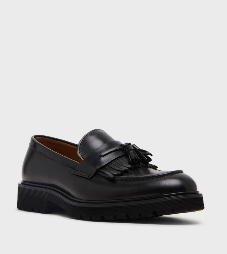 Maddox Black Leather Men's Formal Slip-On Shoes - view 4